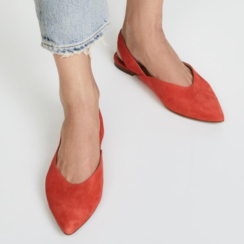 Madewell Ava Slingback Flat Suede Coastal Orange
